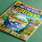 Generate a high-definition realistic image of a headline or a magazine cover with the title: 'You Won't Believe Who's Behind This Eco-Revolution! Discover Their Secret Plan.' It should look eye-catching, intriguing and information-focused.