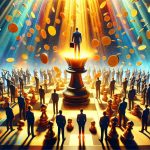 A realistic high definition illustration that visualizes the concept of an unexpected windfall surprising shareholders. It could manifest as a flurry of bright, golden coins raining down on a group of astonished individuals, symbolizing shareholders, in a corporate setting. Additionally, create a secondary scene in the image symbolizing Vermilion's bold move. This could be represented as a chess piece making a decisive move on a chessboard, surrounded by a halo of bold, vibrant colors.