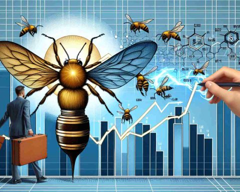 Detailed and realistic high-definition illustration of a metaphorical representation of a hidden potential in an energy firm. The background can show a buzzing bee to symbolize the analysts' active discussion and interest in the company's stock. Additionally, there could be a graph in the background showing the upward trend of the stock value. Please maintain the corporate style and keep the design professional.