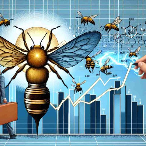 Detailed and realistic high-definition illustration of a metaphorical representation of a hidden potential in an energy firm. The background can show a buzzing bee to symbolize the analysts' active discussion and interest in the company's stock. Additionally, there could be a graph in the background showing the upward trend of the stock value. Please maintain the corporate style and keep the design professional.