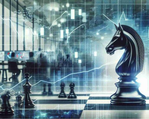 A detailed image representing the concept of a major healthcare tech company making a daring business move, the effect leaving its investors in a state of uncertainty. The focal part of the image could be a symbolic chess piece like a knight (representing the bold move) advancing in front of a digital screen displaying fluctuating stock charts. Perhaps, the backdrop could be a modern office space filled with employees, reflecting the corporate atmosphere of the tech giant.