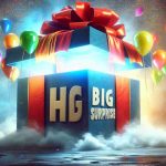 Create a HD image that reflects the concept of 'big surprise'. Picture an oversized, colorfully decorated gift box, shrouded in mystery, suggesting something exciting happening next. The atmosphere should be filled with suspense, anticipation and joy.