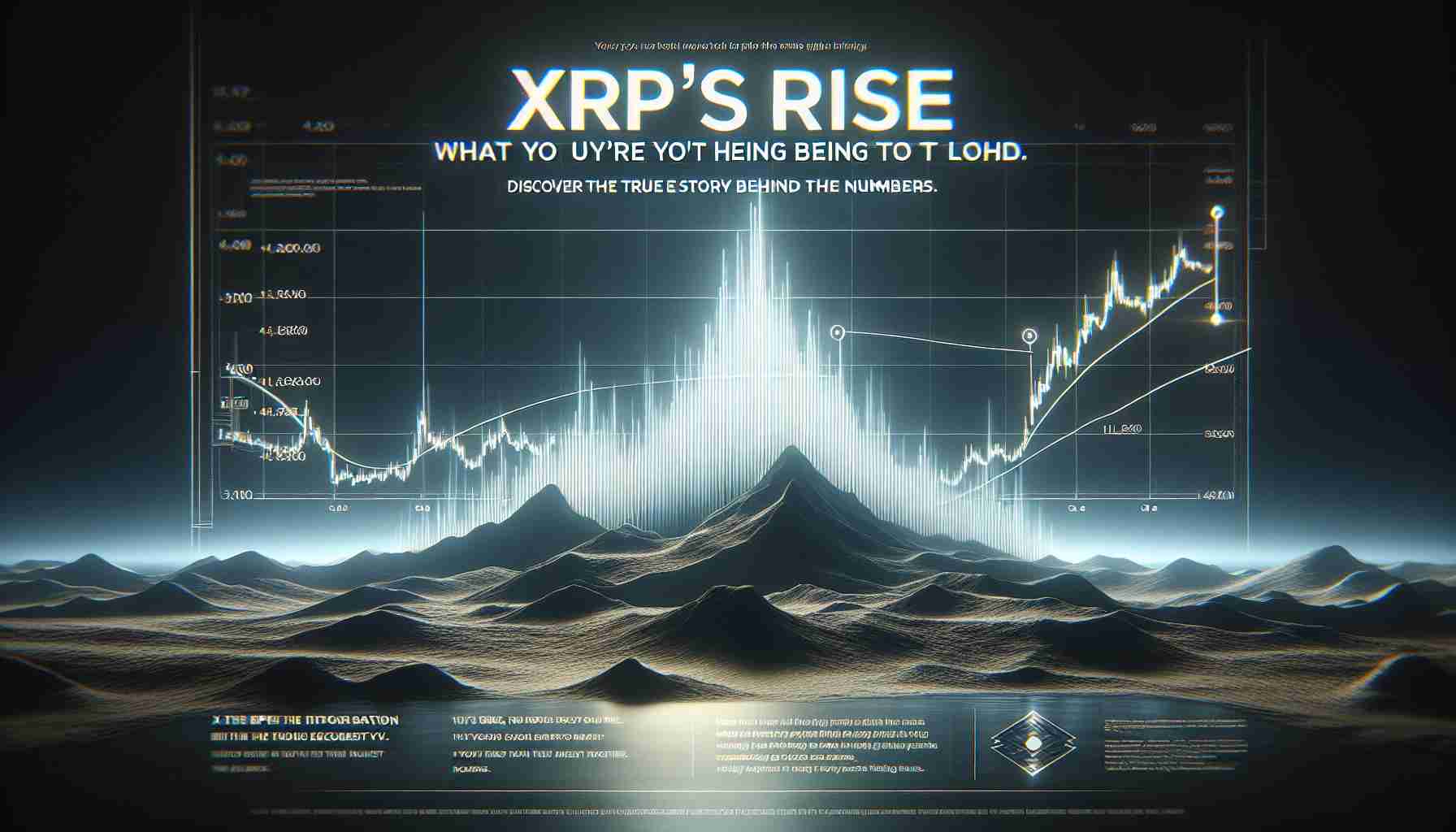 A high-definition, realistic image depicting the rise of the XRP cryptocurrency. The image shows a graph with rising numbers, evoking the vibe of secrets being revealed and truth coming to light. The textual elements in the picture share a headline that reads 'XRP’s Rise: What You’re Not Being Told'. It also teases with a subheading saying 'Discover the True Story Behind the Numbers.'