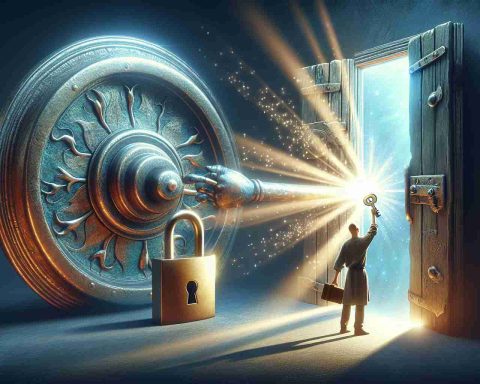 A high-definition, realistic image showing the concept of 'unlocking hidden features' via a simple trick. This could be represented by a person on a quest, standing before an old, mysterious lock or door. The person is using a simple yet unexpected object as a key, perhaps something like a feather or a coin, to unlock the door. Behind the now open door, there is a burst of light, suggesting the revelation of hidden features or secret knowledge.