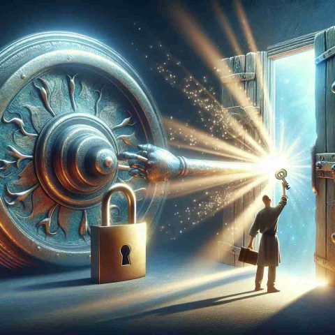 A high-definition, realistic image showing the concept of 'unlocking hidden features' via a simple trick. This could be represented by a person on a quest, standing before an old, mysterious lock or door. The person is using a simple yet unexpected object as a key, perhaps something like a feather or a coin, to unlock the door. Behind the now open door, there is a burst of light, suggesting the revelation of hidden features or secret knowledge.