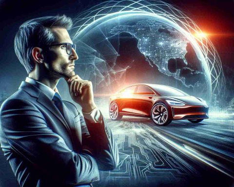 A realistic image representing a bold, visionary business move by a prominent tech entrepreneur. This decision could have significant impacts on the stock of a major electric vehicle company, leading perhaps to an impressive stock surge or a strategic market transformation.