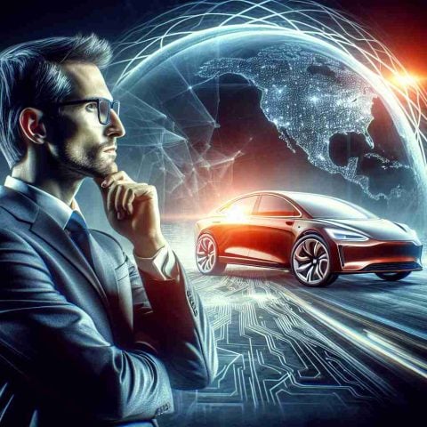 A realistic image representing a bold, visionary business move by a prominent tech entrepreneur. This decision could have significant impacts on the stock of a major electric vehicle company, leading perhaps to an impressive stock surge or a strategic market transformation.