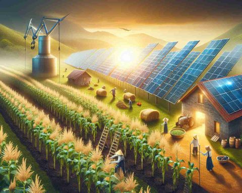 Create a highly detailed and realistic image depicting the concept of agricultural prosperity through solar power. Envision a scene where farmers are reaping the economic benefits due to the utilization of solar panels installed on their farms. Solar panels are converting sunlight into electricity, powering the farm operations and helping them become more efficient and productive, thereby leading to bountiful harvests. This serves as an illustration of the hidden opportunities that green energy solutions can provide for the agricultural sector.