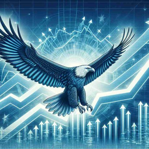 Create a detailed, high-definition illustration. Represent a concept of a dramatic increase in the stock market, with an emphasis on the utilities sector. Visualize this by showing a soaring eagle, a common symbol for growth and power, with a background of upward pointing arrows and a rising bar graph to further reinforce the concept.