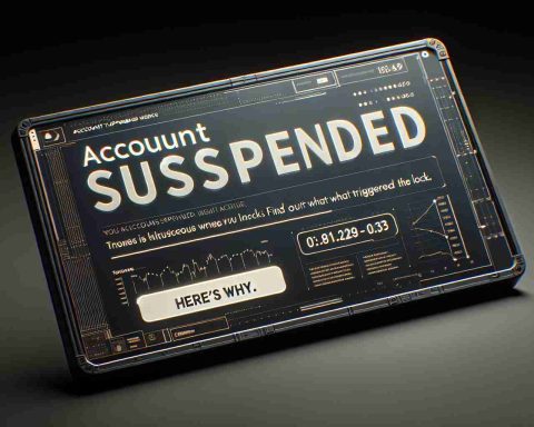 A realistic high-definition image of a digital screen displaying a message saying 'Account Suspended'. Alongside it, additional text reads: 'Here's Why. Find Out What Triggered the Lock.' The overall tone should be professional, with a neutral color palette, and the text should be clear and easy to read.