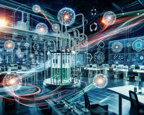 A highly detailed, realistic image of a scene representing the evolving technology in fuel cells. The image should capture the essence of breakthroughs in this field. It may include diagrams of advanced fuel cell models, energy symbols, and dynamic lines representing energy flow. The setting could be a high-tech laboratory with state-of-the-art equipment. The 'energy buzz' could be visually represented by vibrant colors or buzzing electrical currents.