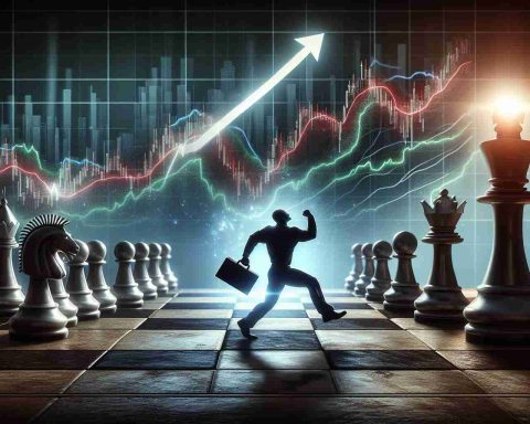 A high-definition, realistic image illustrating a scene that figuratively represents a 'game changer' in the Initial Public Offering (IPO) market. Include symbolic elements such as an underdog symbolized by a small but significant chess piece overcoming larger pieces. Also, depict a graph in the background showing a sudden rise in stocks, representing the unexpected contender.