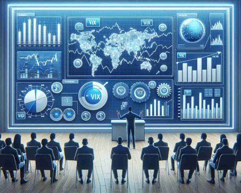 Generate a HD realistic representation of the concept of VIX Index being explained to investors. The image would show an educational setting with relevant financial graphs, bar and pie charts, important statistics, and an instructor gesturing towards these educational materials. There might be some investors sitting down taking notes. The atmosphere should convey seriousness and focus, evidencing the importance of the knowledge being shared.