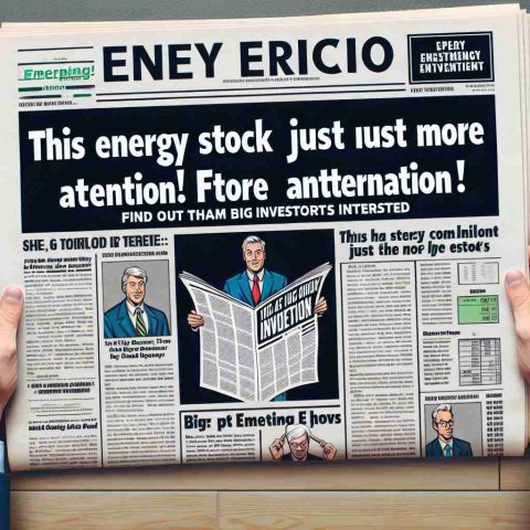 Generate an HD image of a newspaper headline that reads 'This Energy Stock Just Got More Attention! Find Out Why Big Investors Are Interested.' The newspaper should look realistic with other sections visible around the headline.