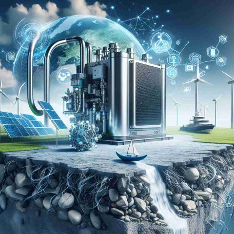 A realistic, high definition image illustrating the concept of cutting-edge green technology. Focus on a representation of a modern fuel cell energy system breaking new ground in a sustainable environment, symbolising the advancements in eco-friendly innovations. To visualize 'what's next', depict different renewable energy sources like wind turbines, solar panels, and hydroelectric power systems in the background, suggesting their significance in the future of green technology.