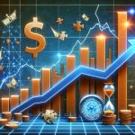 Illustrate a high-definition, realistic image representing the concept of surprising elements in Amazon stock trends. Depict a graph showcasing dramatic increases and decreases, and on this backdrop, subtly incorporate unseen factors like a Jigsaw puzzle piece, an hourglass representing time, and a roulette wheel indicating chance. Make sure to use vivid colors to signify the volatility and unpredictability of stock market trends.