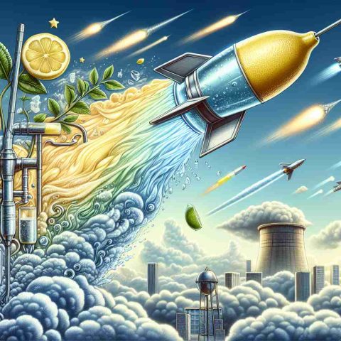 Generate a high-definition, realistic image portraying the concept of lemonade rockets soaring. Illustrate a surge in their ascension, creating a sense of wonder. Perhaps also include elements signifying reasons for this sudden propulsion, such as favorable wind gusts, ramped-up pressure, or an infusion of extra fizz.