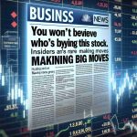 A high-definition, realistic image of a business news headline reading, 'You Won't Believe Who's Buying This Stock. Insiders Are Making Big Moves.' with a stock market background featuring rising and falling graphs, numbers, and symbols.