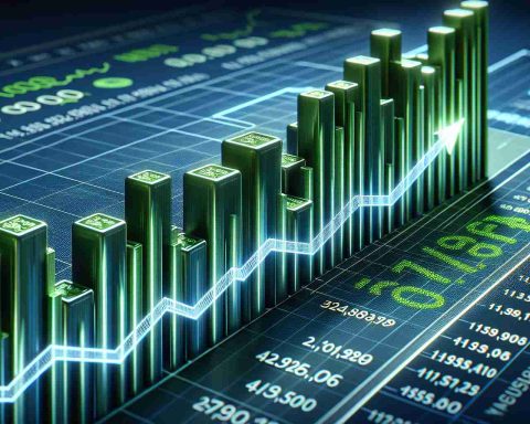 A realistic, high-definition image demonstrating the concept of a lifetime investment. The picture shows a stock market graph with an upward trend, indicating significant growth over time. The bars of the graph are in green, symbolizing positive gains, with numbers and symbols to show how much the stock has grown over the years.