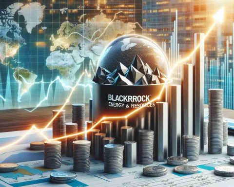 Realistic HD photo of the graph depicting the growth of an energy and resources investment portfolio, including a possible highlight of BlackRock Energy and Resources Fund impact.