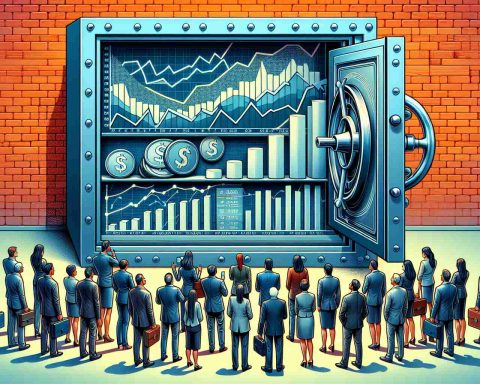 Generate a high-definition, realistic image of a symbolic representation of 'Unlocking the Mystery Behind a Durable Goods Company’s IPO: What Did Investors Miss?' This could be an open safe revealing financial graphs, company logos, and a mix of concern and insight from diverse onlookers (men and women, of different descents like Caucasian, Hispanic, Black, Middle-Eastern, and South Asian), implying what investors may have overlooked. Try to represent the undertones of a financial mystery in this picture.