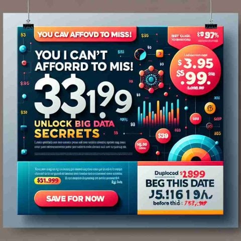 High-definition, realistic image of a promotional banner for a $31.99 deal with a powerful claim stating 'You Can't Afford to Miss!' and a promising offer to 'Unlock Big Data Secrets Before This Date'. Design elements could include engaging colors, compelling font types, and an icon or symbol representative of Big Data.