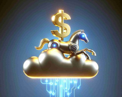 A high-definition, photorealistic image of a symbolic representation of Pony AI's significant business move, illustrated as a prancing robot pony with a golden dollar sign above it floating on a digital cloud. The cloud and the dollar sign should capture the sense of a billion-dollar valuation, with the digital cloud symbolizing technology and innovation.