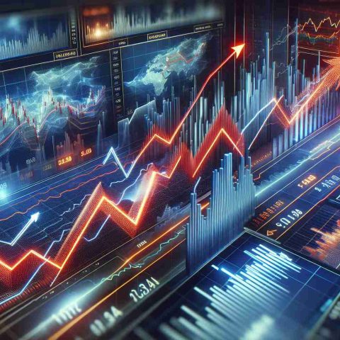 A detailed and realistic high-definition representation of the concept of volatility in the stock market. This could include arrows showing severe fluctuations on a stock market graph, signifying a wild ride. There should also be a modern aesthetic emphasizing the digital nature of today's trading, with neon lights and data streaming across screens. Please exclude any specific company logos or names on the screens.