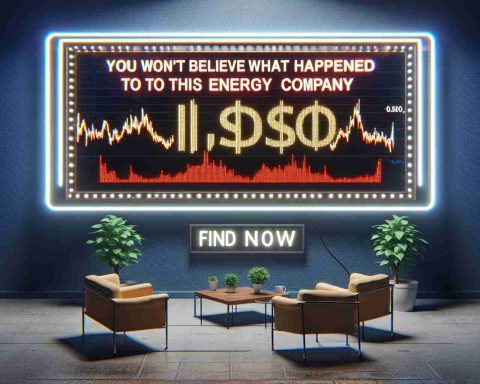 Generate a realistic high-definition image representing the unexpected changes to the Initial Public Offering (IPO) price of a generic energy company with a marquee displaying 'You Won't Believe What Happened To This Energy Company's IPO Price - Find Out Now'