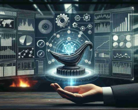 A visual representation of a tool behind financial transformation, depicted as a software interface with advanced data analytics. The software, codenamed 'The Secret Weapon', displays graphs, charts, and statistical data, signifying its usage in the financial industry. The design of this interface is inspired by the intricacy of a foundry, showing the transformation of raw data into valuable insights. Please make this a realistic, high-definition image.