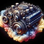 Generate a detailed and high-definition image that illustrates a highly realistic engine. This intriguing engine, unlike conventional ones, does not employ fuel as its source of energy. Instead, its power source is incredibly fascinating and unique, but it's not immediately identifiable. Show creativity and abstraction when visualizing how this engine generates power.