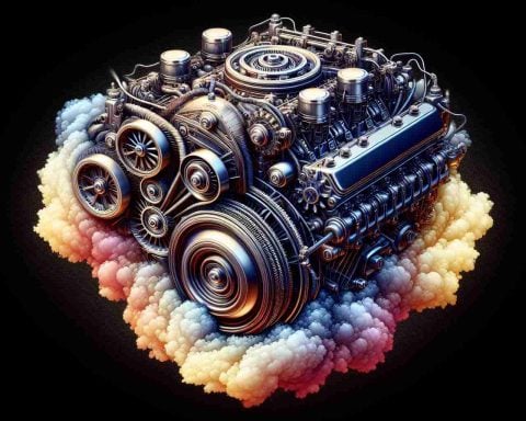 Generate a detailed and high-definition image that illustrates a highly realistic engine. This intriguing engine, unlike conventional ones, does not employ fuel as its source of energy. Instead, its power source is incredibly fascinating and unique, but it's not immediately identifiable. Show creativity and abstraction when visualizing how this engine generates power.