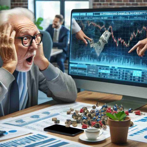 Realistic HD photo of an elderly man's surprising gambles at an investment office. Is this a glimpse of future investment tactics?