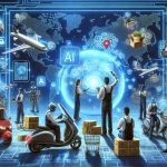 A detailed depiction of the impact of artificial intelligence in the gig economy. Picture a variety of workers from different professions such as delivery drivers, freelancers, and tech specialists. Each one is interacting with an AI device, which is shown through holographic interfaces and advanced tablets. The background represents a global map, underlining the effect this innovation has worldwide. Use a realistic style and high definition quality for this image.