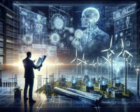 An ultra high-definition, realistic image representing a major innovation in the energy sector. It encapsulates a powerful, groundbreaking advancement being publicized. Show someone, who is not a specific public figure, in a leadership role, perhaps holding blueprints or models of innovative, eco-friendly technologies such as solar panels, wind turbines or hydrogen fuel cells. The scene could be set in a hi-tech lab or at the site of a cutting-edge renewable energy project.