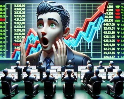 A high-definition, realistically detailed image representing a surprising increase in the stock market. Visualize in this portrayal a variety of unprepared investors displayed as surprised expressions through 3D avatars, examining the stock charts that depict a bold and unexpected upward curve. Use colors such as green and red to symbolize the ups and downs of stock market trends.