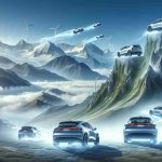 A realistic, high-definition image showcasing the metaphorical representation of an innovative electric car company's leap to new heights. Illustrate a symbolic landscape where electrifying leaps and innovative ideas are represented as vast mountain peaks under a clear sky. The appearance of modern electric cars ascending these peaks encapsulates the significant billion-dollar progression of the company.