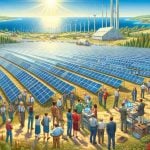 Detailed HD image illustrating the news headline: 'Solar Breakthrough Shakes Wisconsin! Massive Eco-Project Revealed'. Show a large-scale eco-friendly solar farm amid the picturesque Midwestern landscape of Wisconsin. The project is enormous and it's full of solar panels standing row upon row, gleaming under the bright sunshine. A group of people, consisting of Caucasian, Hispanic, and South Asian men and women, are scattered around, inspecting the solar panels and running system checks using advanced technology. The image suggests a sense of great achievement and optimism for a brighter, cleaner future.