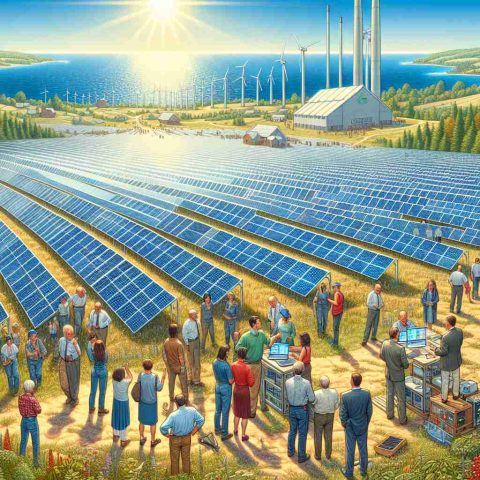 Detailed HD image illustrating the news headline: 'Solar Breakthrough Shakes Wisconsin! Massive Eco-Project Revealed'. Show a large-scale eco-friendly solar farm amid the picturesque Midwestern landscape of Wisconsin. The project is enormous and it's full of solar panels standing row upon row, gleaming under the bright sunshine. A group of people, consisting of Caucasian, Hispanic, and South Asian men and women, are scattered around, inspecting the solar panels and running system checks using advanced technology. The image suggests a sense of great achievement and optimism for a brighter, cleaner future.