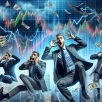 An HD quality, realistically illustrated image depicting a sudden and unexpected change in the stock market. The image should include stock market charts dramatically changing direction, stock exchange building in the background, and investors showing shocked expressions.