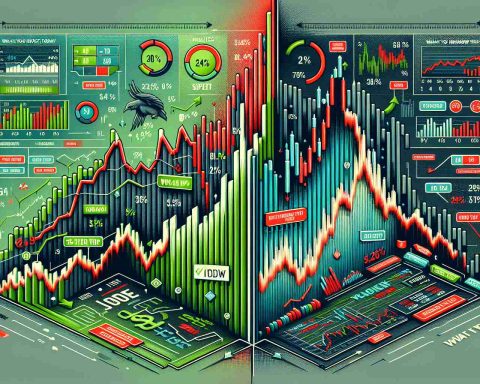 Detailed image of two scenarios. On one half, display a stock market chart showing a dramatic rise, representing a stock surge, with labels and analytics graphically represented around it. Include arrows and percentages indicating growth, in vibrant green colors. On the other half, show a similar chart, but this time depicting a sharp drop, symbolizing a stock slump. Include red arrows pointing downwards and percentages indicating loss. At the bottom of the image paint an informative headline saying 'What You Must Know Today'. The image should be rendered in HD with a realistic style.