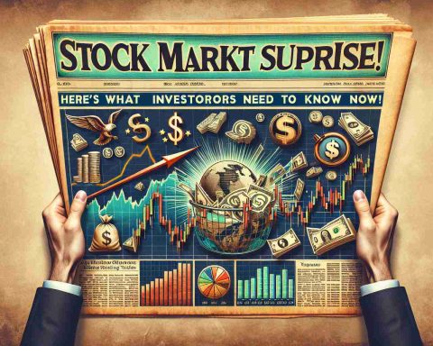 Generate a realistic HD image representing the theme 'Stock Market Surprise!'. It could include financial charts, graphs going sharply up or down unexpectedly, and symbols of finance such as dollar signs or stock market ticks. Also include an aged newspaper with the bold headline 'Here’s What Investors Need to Know Now'.