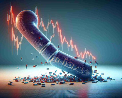 A High-definition realistic image of a stock market chart plummeting dramatically, symbolizing the turbulence in the stock prices. Despite the initial tumble, there's a hint of potential rise, perhaps indicating a possible future recovery. This scenario is linked to a generic pharmaceutical company based in India. Please note that actual company logos and other potential identifying symbols are not to be included in the image.