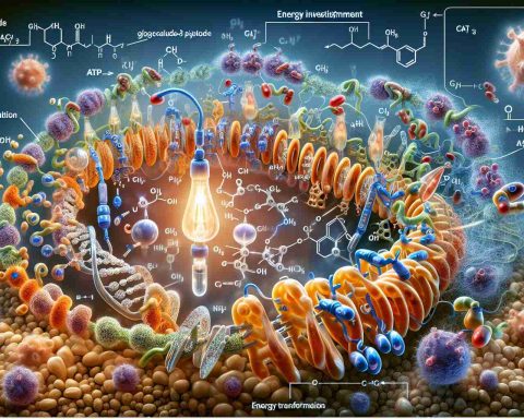 An intricate, realistic HD illustration of the energy investment phase of glycolysis. The image should precisely portray how glucose transforms into two molecules of glyceraldehyde-3-phosphate, through a series of reactions involving ATP. The associated enzymes, energy transformation, and chemical reactions should also be vividly pictured. The importance of this phase as a key element in cellular metabolism should be emphasized.