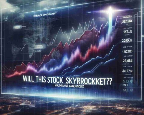 A realistic high-definition visual artwork showcasing a stock market chart with an indication of a dramatic increase. The chart is graphically representing a major corporate announcement and its potential impact. Bold texts appearing prominently, saying 'Will This Stock Skyrocket? Major Move Announced'. The background is subtly filled with stock exchange symbols, with the focus being on the skyrocketing stock graph.