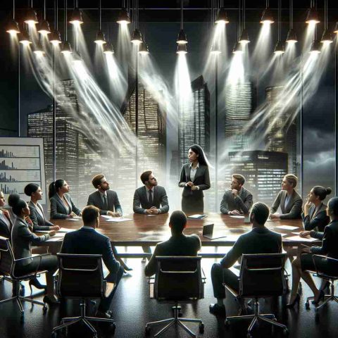 High-definition realistic representation of an impactful business deal happening. Show diverse groups of individuals gathered around a long office table filled with documents and laptops, perhaps a South Asian female manager presenting to an attentive team which includes a Hispanic man and a Caucasian woman. Stark lighting from suspended ceiling lights, tension palpable in the air, faces glowing with anticipation about the potentially groundbreaking deal. On the backdrop, wind blowing through tall glass buildings symbolizing 'blow your mind'. On a wall, a framed timeline visually outlines how the deal all began.