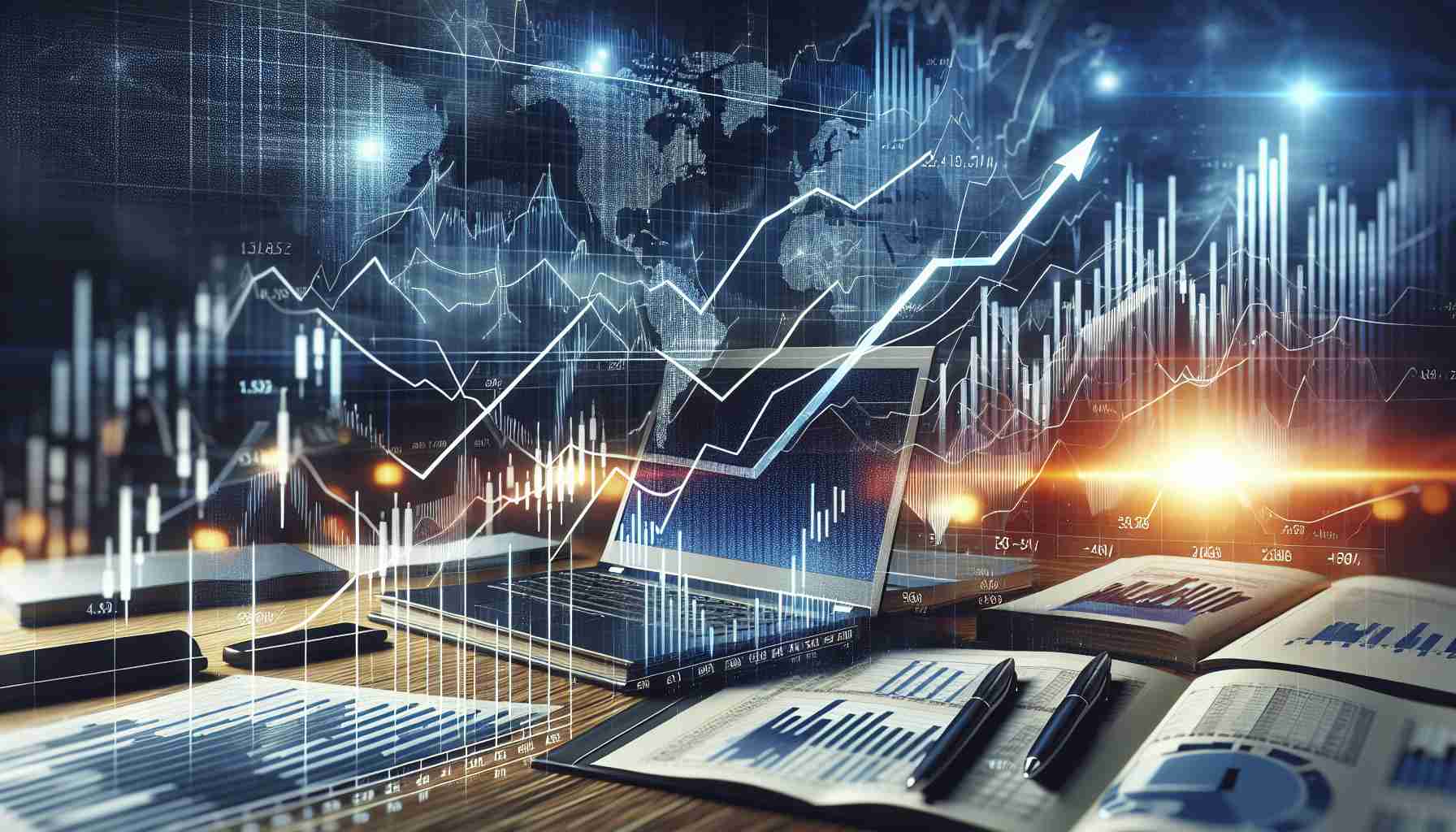 A detailed and realistic high-definition image focused on financial trends. The scene showcases diagrams representing the significant shifts in the stock market, with bold arrows indicating sharp rises or plummets, following an unexpected victory in a competitive sector. The charts and graphs should manifest the surprise and intense reactions of the trading world.