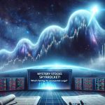 A hyper-realistic, HD quality image showcasing the concept of mystery stocks skyrocketing symbolically. The scene includes a stock market chart displaying a large and sudden upswing, indicating an unexpected surge. There's a background resembling a sky filled with stars to represent the 'skyrocketing' metaphor. Please also include headlines or news tickers showing related news headlines such as 'Mystery Stocks Skyrocket! What's Fueling the Unexpected Surge?'