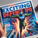 High-definition, realistic depiction of a magazine cover or financial report cover with the headline: 'Exciting Opportunity Awaits! Don't Miss This Defense IPO'. Illustration should showcase the energy and optimism associated with new investment opportunities in the defense sector.