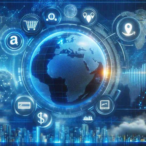 Generate a realistic and high-definition image representing the concept of Amazon's latest innovation impacting global workforces and economies significantly. This should give a futuristic overview with symbols of advanced technology and graphs showing economic indicators.